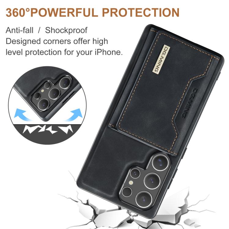 For Samsung Galaxy S25 Ultra 5G DG.MING M2 Series 3-Fold Multi Card Bag + Magnetic Phone Case(Black) - Galaxy S25 Ultra 5G Cases by DG.MING | Online Shopping UK | buy2fix