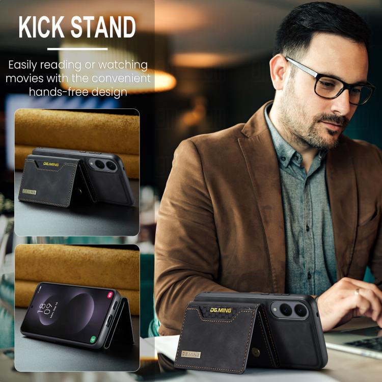 For Samsung Galaxy S25 Edge 5G DG.MING M2 Series 3-Fold Multi Card Bag + Magnetic Phone Case(Black) - Galaxy S25 Edge 5G Cases by DG.MING | Online Shopping UK | buy2fix