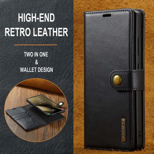 For Samsung Galaxy S25 Ultra 5G DG.MING Crazy Horse Texture Detachable Magnetic Leather Case(Black) - Galaxy S25 Ultra 5G Cases by DG.MING | Online Shopping UK | buy2fix