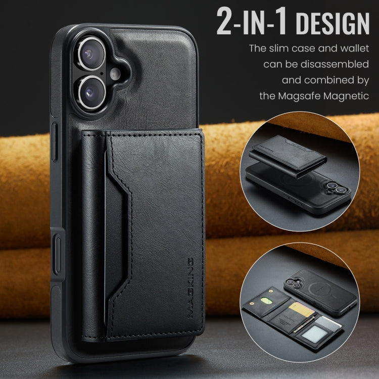 For iPhone 16 MAGKING K2 Series MagSafe RFID Card Bag Detachable Phone Case(Black) - iPhone 16 Cases by MAGKING | Online Shopping UK | buy2fix