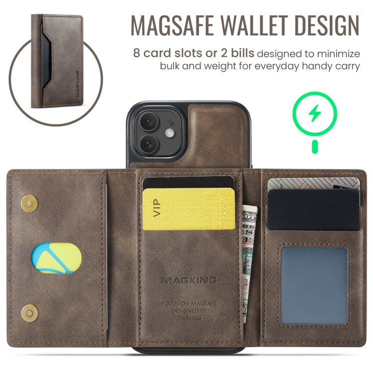 For iPhone 12 / 12 Pro MAGKING K2 Series MagSafe RFID Card Bag Detachable Phone Case(Coffee) - iPhone 12 / 12 Pro Cases by MAGKING | Online Shopping UK | buy2fix