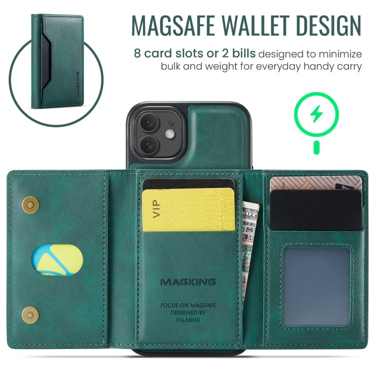 For iPhone 12 / 12 Pro MAGKING K2 Series MagSafe RFID Card Bag Detachable Phone Case(Green) - iPhone 12 / 12 Pro Cases by MAGKING | Online Shopping UK | buy2fix