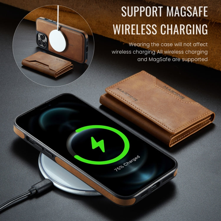 For iPhone 12 Pro Max MAGKING K2 Series MagSafe RFID Card Bag Detachable Phone Case(Brown) - iPhone 12 Pro Max Cases by MAGKING | Online Shopping UK | buy2fix