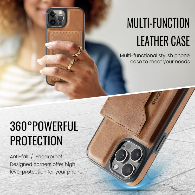For iPhone 12 Pro Max MAGKING K2 Series MagSafe RFID Card Bag Detachable Phone Case(Brown) by MAGKING