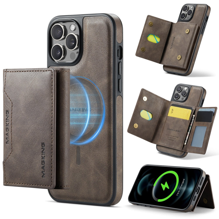 For iPhone 12 Pro Max MAGKING K2 Series MagSafe RFID Card Bag Detachable Phone Case(Coffee) - iPhone 12 Pro Max Cases by MAGKING | Online Shopping UK | buy2fix