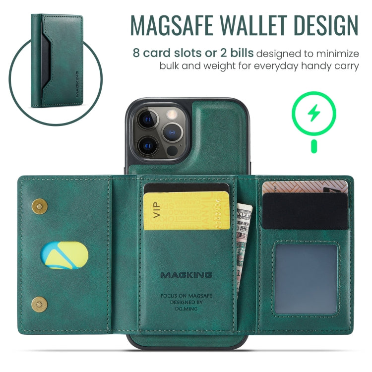 For iPhone 12 Pro Max MAGKING K2 Series MagSafe RFID Card Bag Detachable Phone Case(Green) - iPhone 12 Pro Max Cases by MAGKING | Online Shopping UK | buy2fix