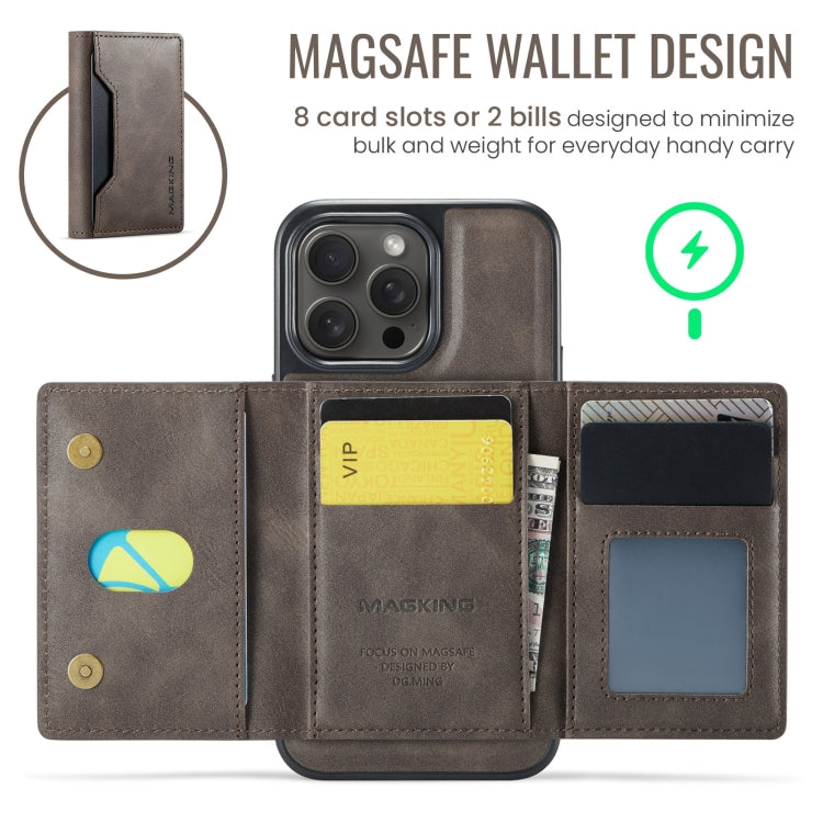 For iPhone 13 Pro MAGKING K2 Series MagSafe RFID Card Bag Detachable Phone Case(Coffee) - iPhone 13 Pro Cases by MAGKING | Online Shopping UK | buy2fix