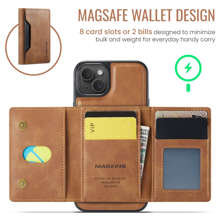 For iPhone 13 MAGKING K2 Series MagSafe RFID Card Bag Detachable Phone Case(Brown) - iPhone 13 Cases by MAGKING | Online Shopping UK | buy2fix