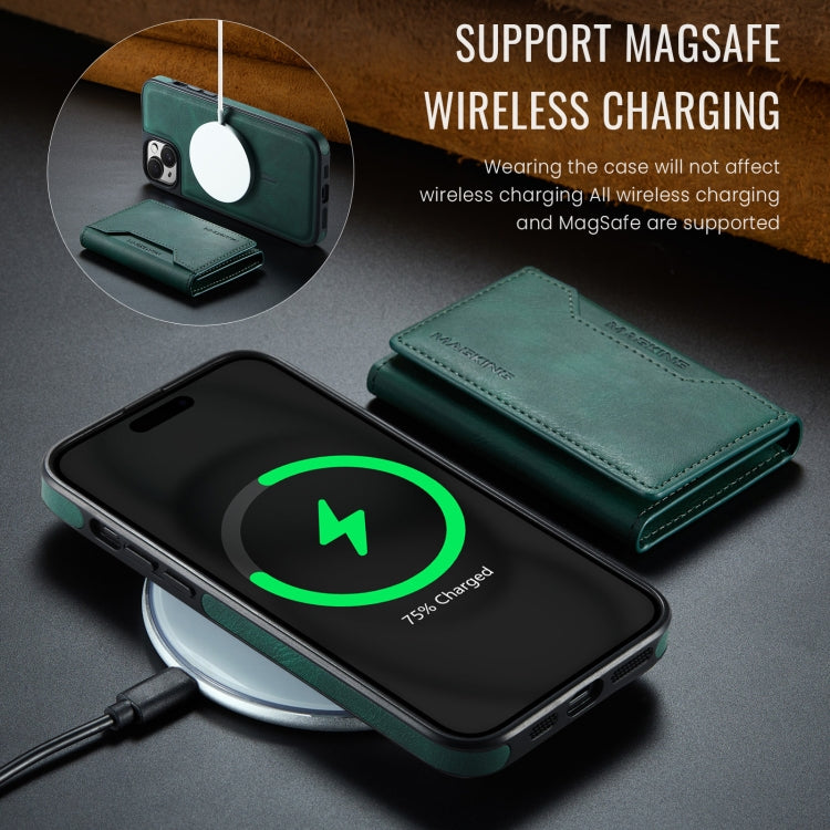 For iPhone 13 MAGKING K2 Series MagSafe RFID Card Bag Detachable Phone Case(Green) - iPhone 13 Cases by MAGKING | Online Shopping UK | buy2fix