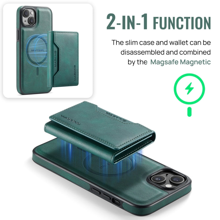 For iPhone 13 MAGKING K2 Series MagSafe RFID Card Bag Detachable Phone Case(Green) - iPhone 13 Cases by MAGKING | Online Shopping UK | buy2fix