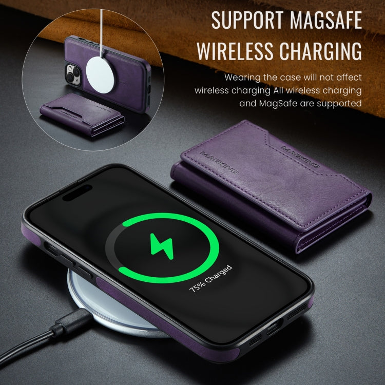 For iPhone 13 MAGKING K2 Series MagSafe RFID Card Bag Detachable Phone Case(Purple) - iPhone 13 Cases by MAGKING | Online Shopping UK | buy2fix