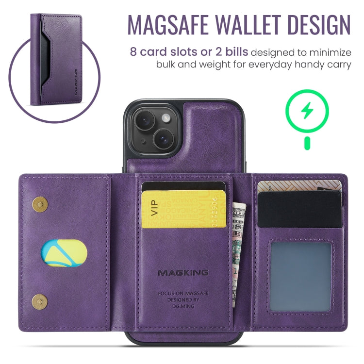 For iPhone 13 MAGKING K2 Series MagSafe RFID Card Bag Detachable Phone Case(Purple) - iPhone 13 Cases by MAGKING | Online Shopping UK | buy2fix