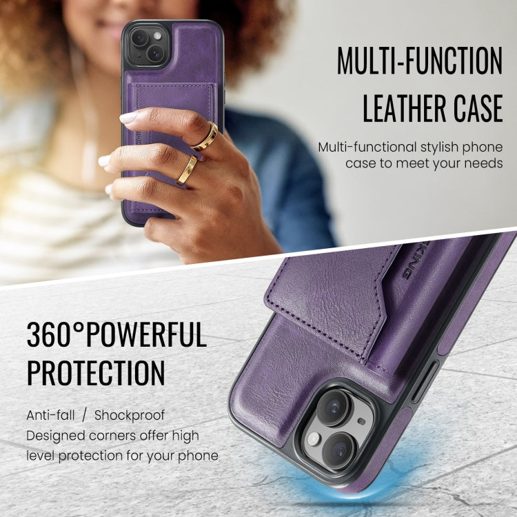 For iPhone 13 MAGKING K2 Series MagSafe RFID Card Bag Detachable Phone Case(Purple) by MAGKING