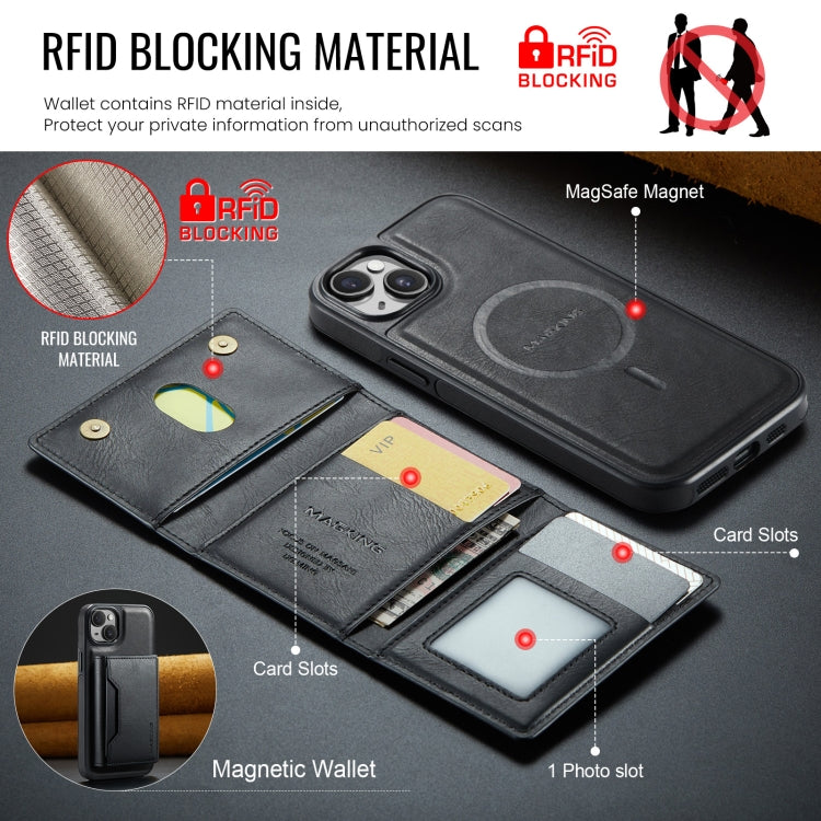 For iPhone 14 Plus MAGKING K2 Series MagSafe RFID Card Bag Detachable Phone Case(Black) - iPhone 14 Plus Cases by MAGKING | Online Shopping UK | buy2fix