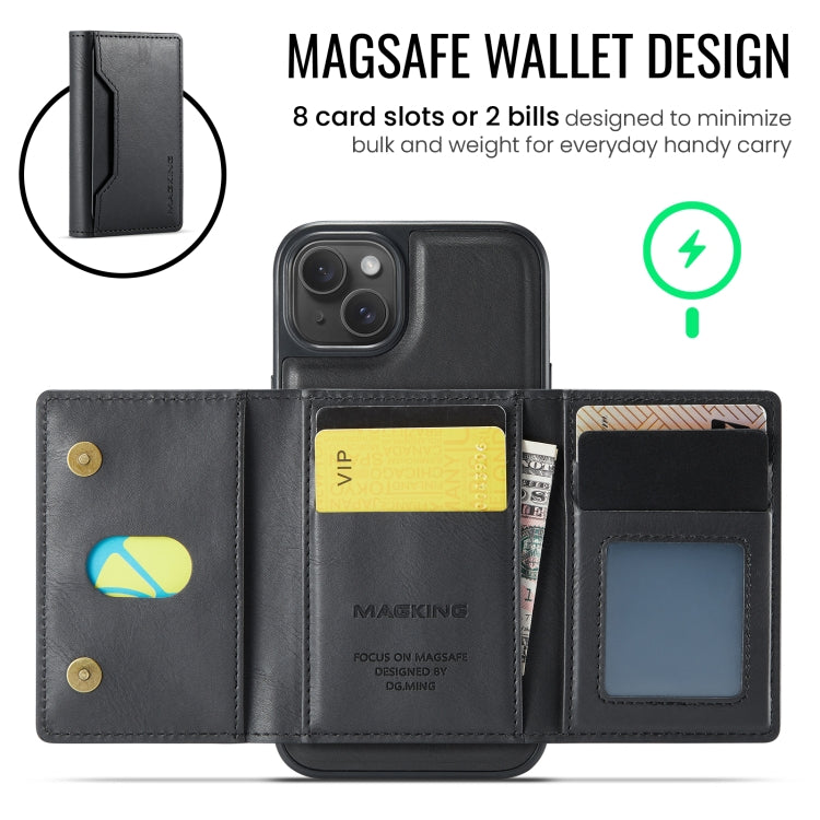 For iPhone 14 Plus MAGKING K2 Series MagSafe RFID Card Bag Detachable Phone Case(Black) - iPhone 14 Plus Cases by MAGKING | Online Shopping UK | buy2fix