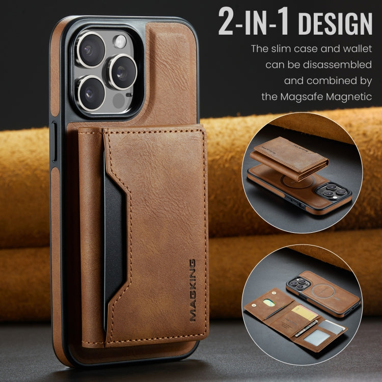 For iPhone 14 Pro Max MAGKING K2 Series MagSafe RFID Card Bag Detachable Phone Case(Brown) - iPhone 14 Pro Max Cases by MAGKING | Online Shopping UK | buy2fix