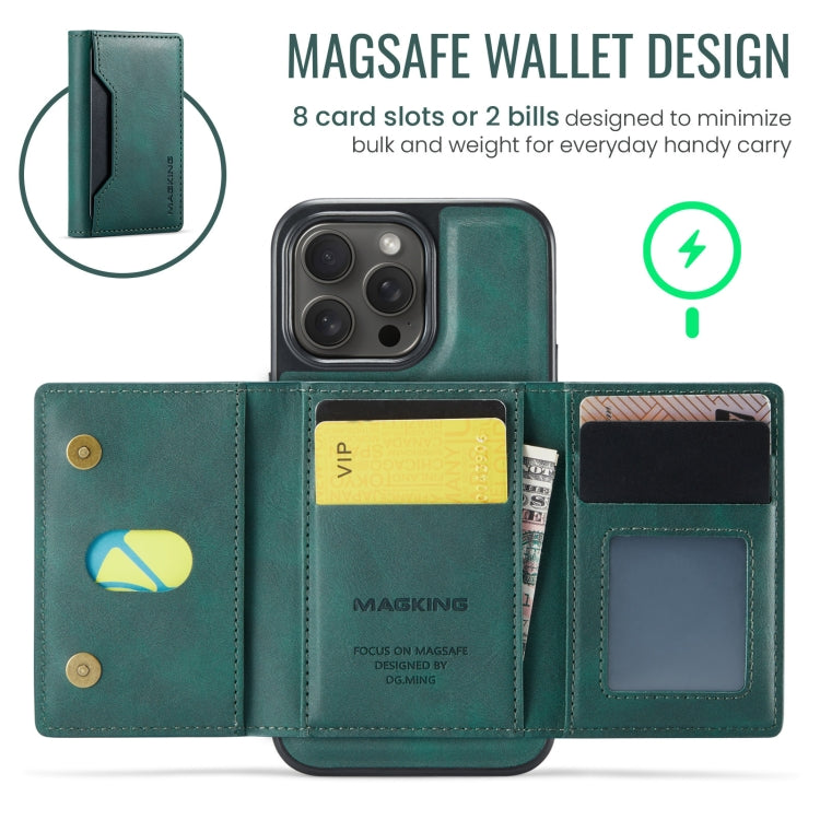 For iPhone 14 Pro Max MAGKING K2 Series MagSafe RFID Card Bag Detachable Phone Case(Green) - iPhone 14 Pro Max Cases by MAGKING | Online Shopping UK | buy2fix