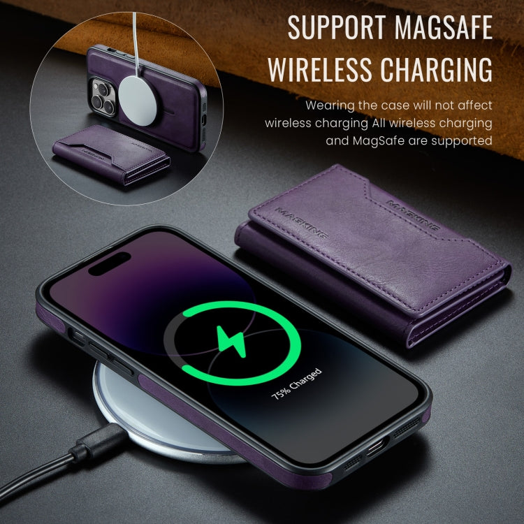 For iPhone 14 Pro Max MAGKING K2 Series MagSafe RFID Card Bag Detachable Phone Case(Purple) - iPhone 14 Pro Max Cases by MAGKING | Online Shopping UK | buy2fix