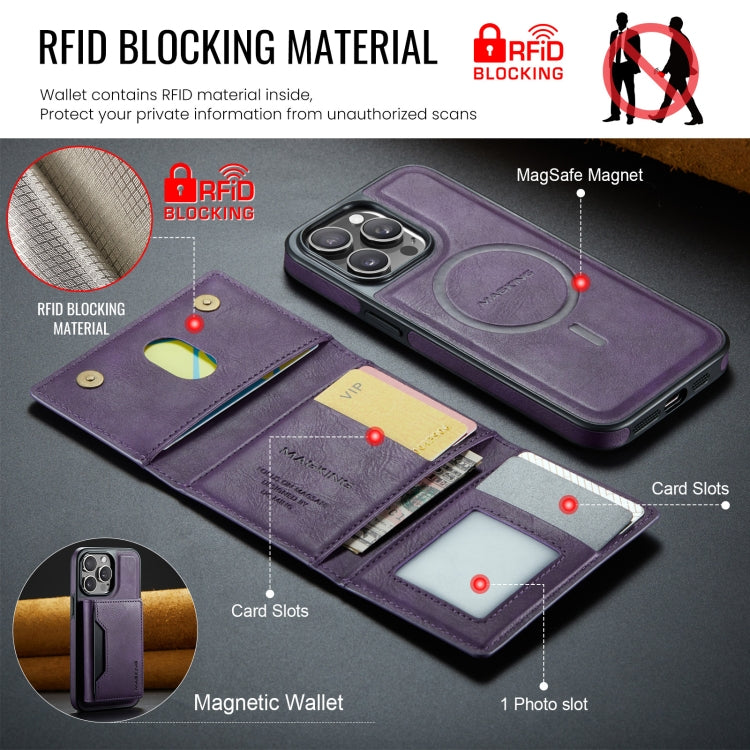 For iPhone 14 Pro Max MAGKING K2 Series MagSafe RFID Card Bag Detachable Phone Case(Purple) - iPhone 14 Pro Max Cases by MAGKING | Online Shopping UK | buy2fix
