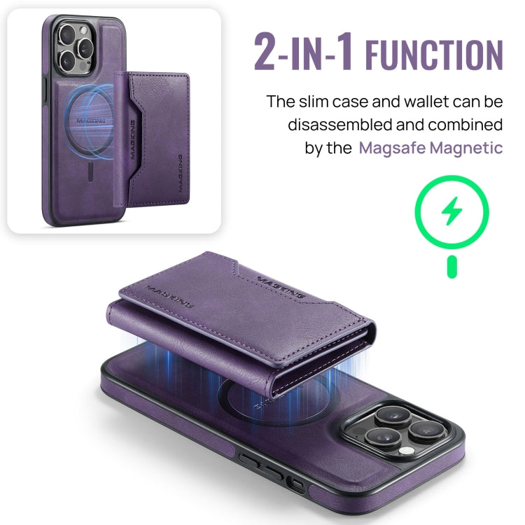 For iPhone 14 Pro Max MAGKING K2 Series MagSafe RFID Card Bag Detachable Phone Case(Purple) - iPhone 14 Pro Max Cases by MAGKING | Online Shopping UK | buy2fix