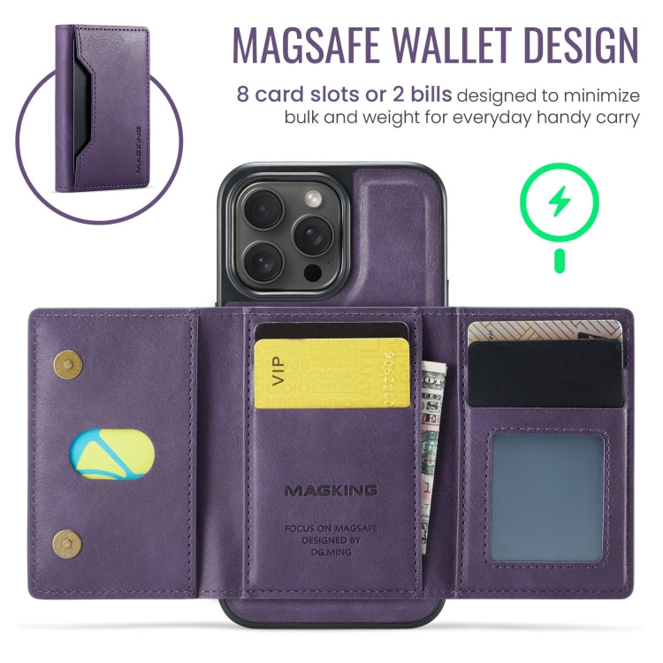For iPhone 14 Pro Max MAGKING K2 Series MagSafe RFID Card Bag Detachable Phone Case(Purple) - iPhone 14 Pro Max Cases by MAGKING | Online Shopping UK | buy2fix