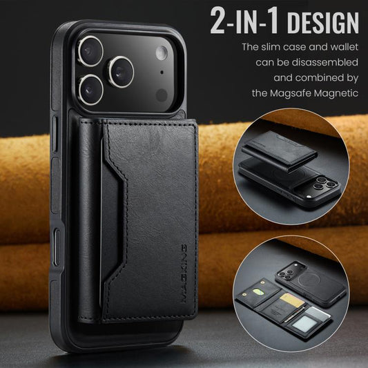 For iPhone 17 Pro Max MAGKING K2 Series MagSafe RFID Card Bag Detachable Phone Case(Black) - iPhone 17 Pro Max Cases by MAGKING | Online Shopping UK | buy2fix