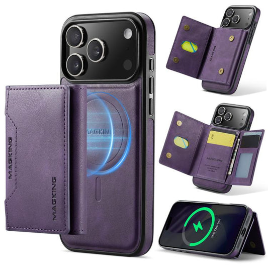 For iPhone 17 Pro Max MAGKING K2 Series MagSafe RFID Card Bag Detachable Phone Case(Purple) - iPhone 17 Pro Max Cases by MAGKING | Online Shopping UK | buy2fix