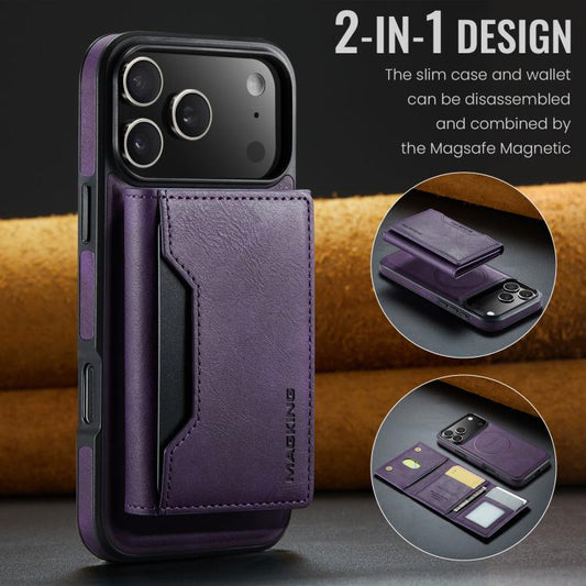 For iPhone 17 Pro Max MAGKING K2 Series MagSafe RFID Card Bag Detachable Phone Case(Purple) - iPhone 17 Pro Max Cases by MAGKING | Online Shopping UK | buy2fix