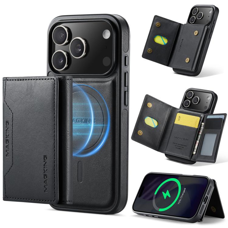 For iPhone 17 Pro MAGKING K2 Series MagSafe RFID Card Bag Detachable Phone Case(Black) - iPhone 17 Pro Cases by MAGKING | Online Shopping UK | buy2fix
