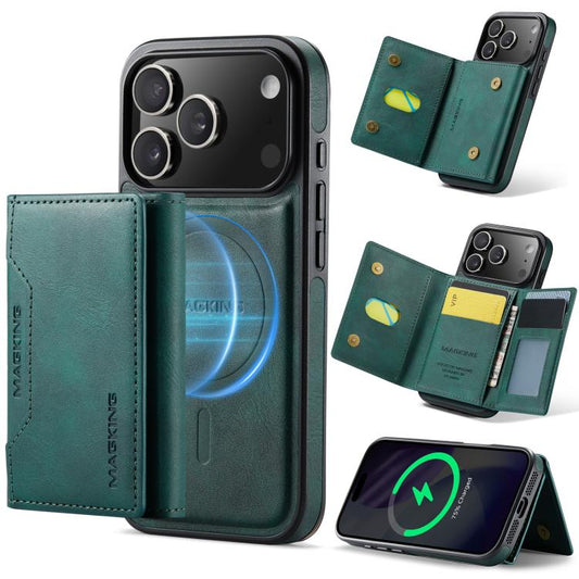 For iPhone 17 Pro MAGKING K2 Series MagSafe RFID Card Bag Detachable Phone Case(Green) - iPhone 17 Pro Cases by MAGKING | Online Shopping UK | buy2fix