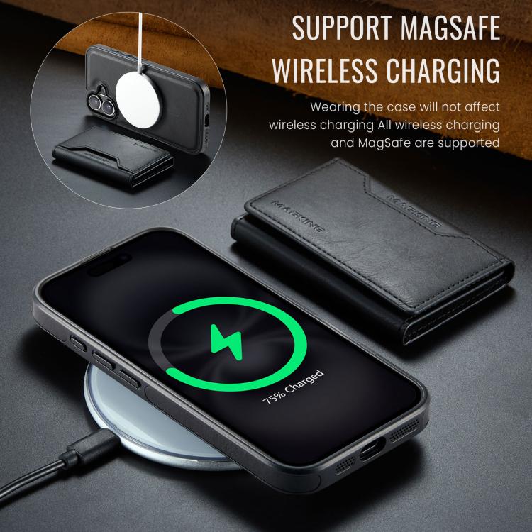 For iPhone 17 MAGKING K2 Series MagSafe RFID Card Bag Detachable Phone Case(Black) - iPhone 17 Cases by MAGKING | Online Shopping UK | buy2fix