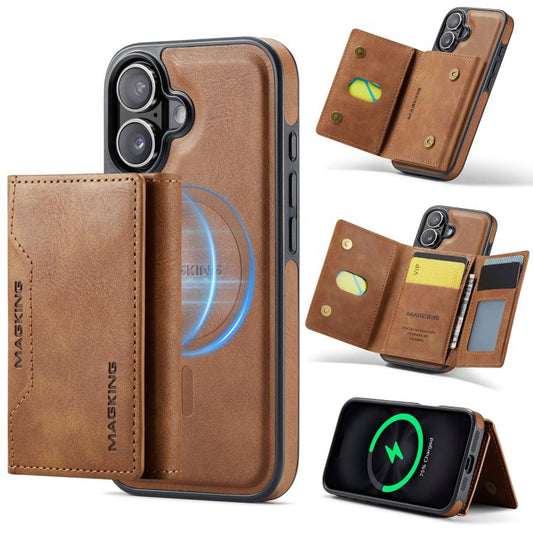 For iPhone 17 MAGKING K2 Series MagSafe RFID Card Bag Detachable Phone Case(Brown) - iPhone 17 Cases by MAGKING | Online Shopping UK | buy2fix