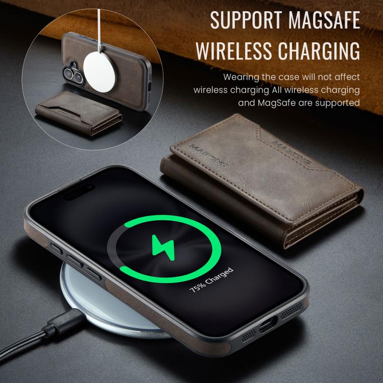 For iPhone 17 MAGKING K2 Series MagSafe RFID Card Bag Detachable Phone Case(Coffee) - iPhone 17 Cases by MAGKING | Online Shopping UK | buy2fix