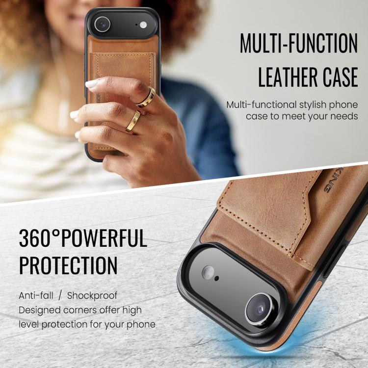 For iPhone Air MAGKING K2 Series MagSafe RFID Card Bag Detachable Phone Case(Brown) - iPhone Air Cases by MAGKING | Online Shopping UK | buy2fix