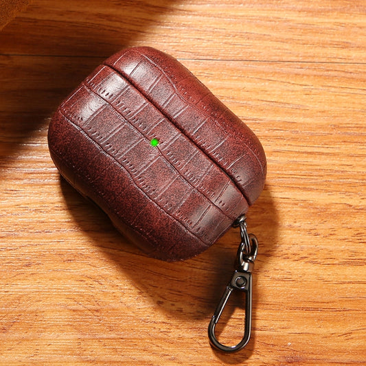 For AirPods Pro 2 Crocodile Texture Earphone Protective Case(Dark Brown) by buy2fix