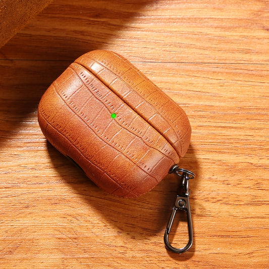 For AirPods Pro 2 Crocodile Texture Earphone Protective Case(Light Brown) by buy2fix