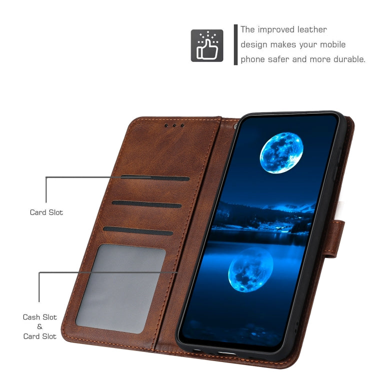 For Nothing CMF Phone 1 Solid Calf Texture Flip Leather Phone Case(Brown) - Nothing Cases by buy2fix | Online Shopping UK | buy2fix