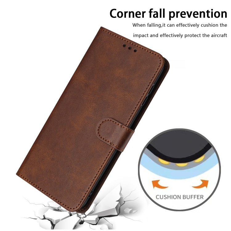 For Nothing CMF Phone 1 Solid Calf Texture Flip Leather Phone Case(Brown) - Nothing Cases by buy2fix | Online Shopping UK | buy2fix