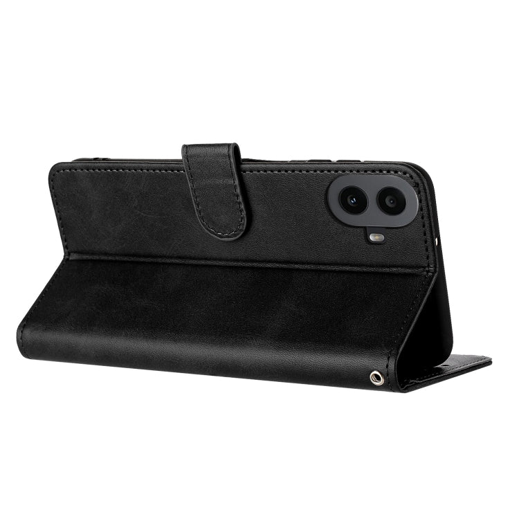 For Nothing CMF Phone 1 Solid Calf Texture Flip Leather Phone Case(Black) - Nothing Cases by buy2fix | Online Shopping UK | buy2fix