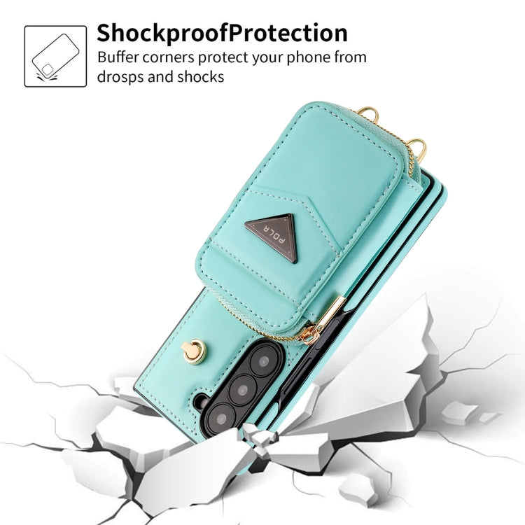 For Samsung Galaxy Z Fold6 POLA Multi-Card Slots Zipper Wallet Phone Case(Blue) - Galaxy Z Fold6 5G Cases by POLA | Online Shopping UK | buy2fix