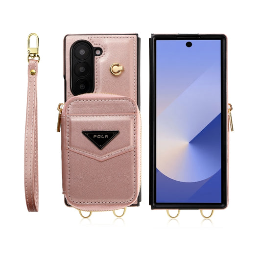 For Samsung Galaxy Z Fold6 POLA Multi-Card Slots Zipper Wallet Phone Case(Pink) - Galaxy Z Fold6 5G Cases by POLA | Online Shopping UK | buy2fix
