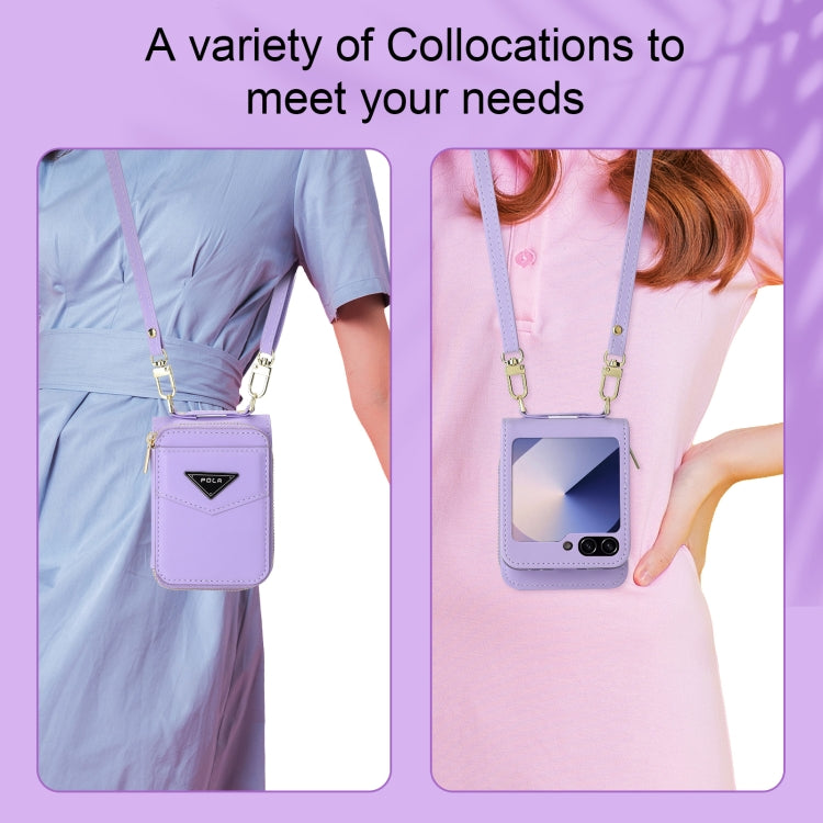 For Samsung Galaxy Z Flip6 / Flip7 FE POLA Multi-Card Slots Zipper Wallet Phone Case(Purple) - Galaxy Z Flip6 5G Cases by POLA | Online Shopping UK | buy2fix