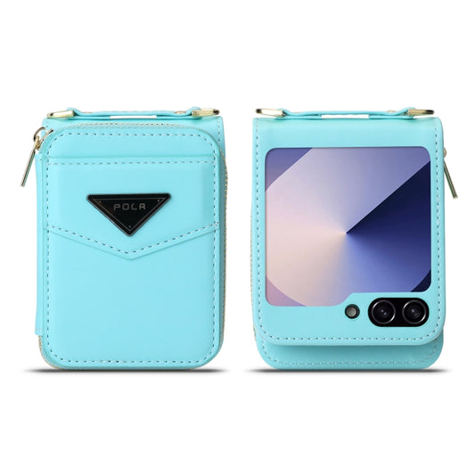 For Samsung Galaxy Z Flip6 / Flip7 FE POLA Multi-Card Slots Zipper Wallet Phone Case(Blue) - Galaxy Z Flip6 5G Cases by POLA | Online Shopping UK | buy2fix