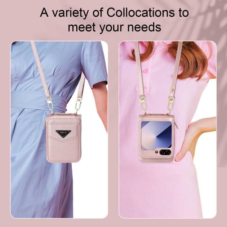 For Samsung Galaxy Z Flip6 / Flip7 FE POLA Multi-Card Slots Zipper Wallet Phone Case(Pink) - Galaxy Z Flip6 5G Cases by POLA | Online Shopping UK | buy2fix