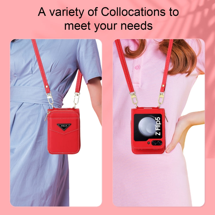 For Samsung Galaxy Z Flip5 POLA Multi-Card Slots Zipper Wallet Phone Case(Red) - Galaxy Z Flip5 Cases by POLA | Online Shopping UK | buy2fix