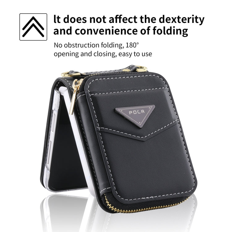 For Samsung Galaxy Z Flip5 POLA Multi-Card Slots Zipper Wallet Phone Case(Black) - Galaxy Z Flip5 Cases by POLA | Online Shopping UK | buy2fix