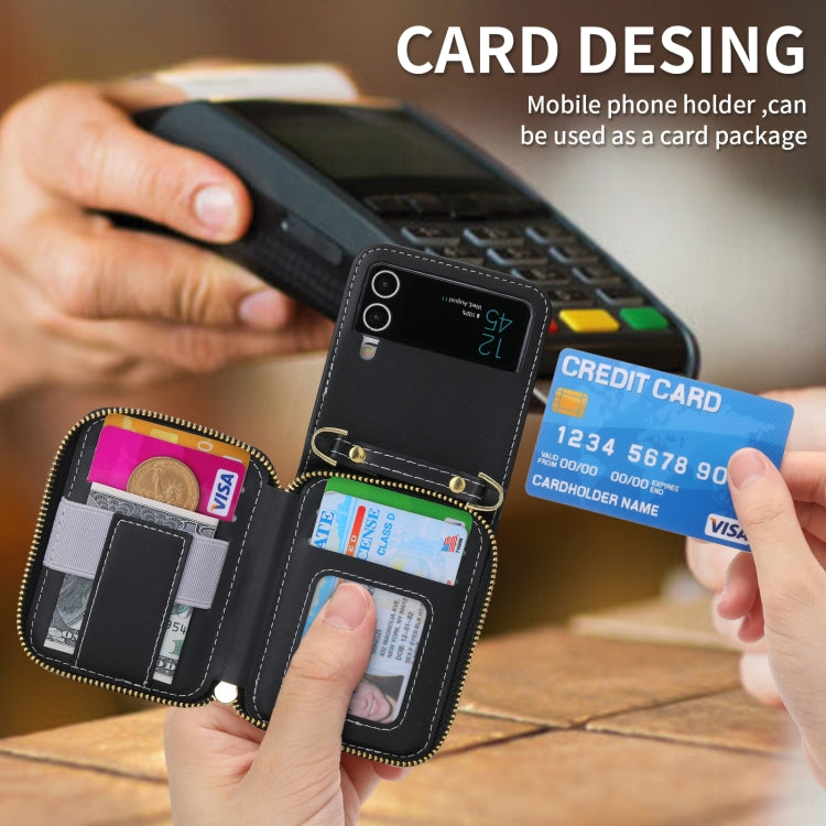 For Samsung Galaxy Z Flip3 5G POLA Multi-Card Slots Zipper Wallet Phone Case(Black) - Galaxy Phone Cases by POLA | Online Shopping UK | buy2fix