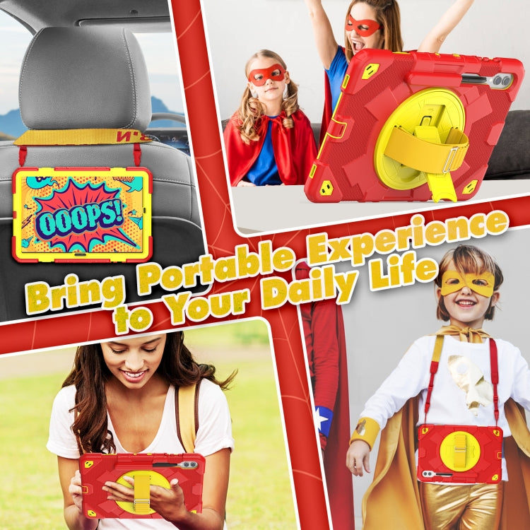 For Samsung Galaxy Tab S10+ / S9+ / S9 FE+ Spider Hand Grip Turntable Stand Tablet Case(Yellow Red) by buy2fix