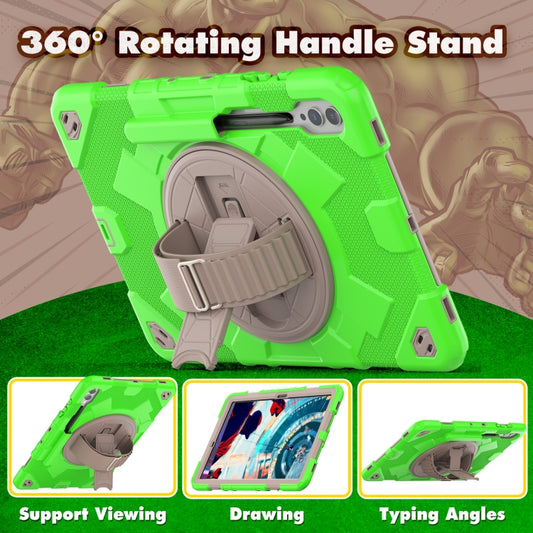 For Samsung Galaxy Tab S10+ / S9+ / S9 FE+ Spider Hand Grip Turntable Stand Tablet Case(Coffee Green) by buy2fix