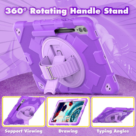 For Samsung Galaxy Tab S10+ / S9+ / S9 FE+ Spider Hand Grip Turntable Stand Tablet Case(Purple) by buy2fix